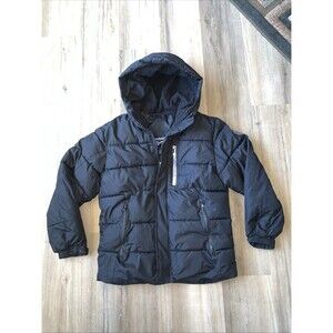 Reebok Black Zip Front Heavy Weight Winter Puffer Hooded Jacket Teen 14/16 EUC